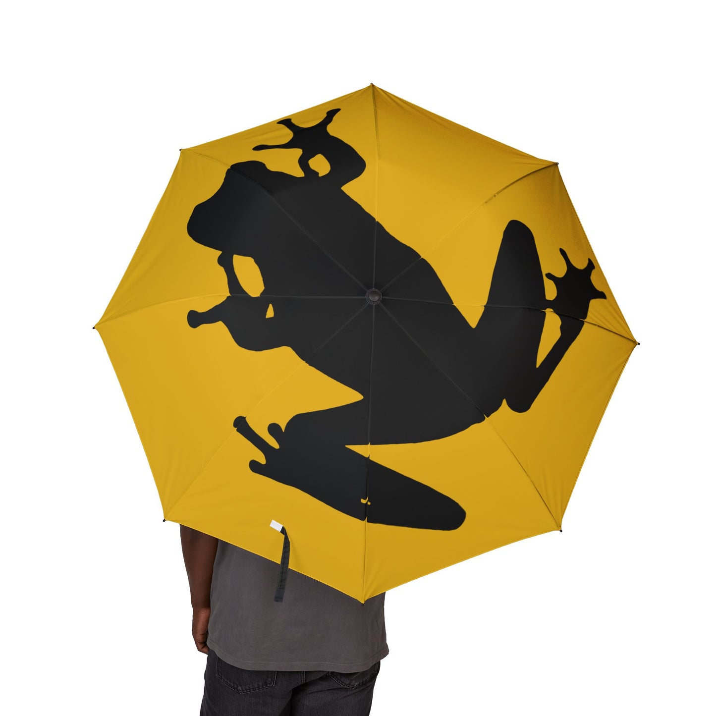 Frog Silhouette Foldable Umbrella — Yellow Rain Travel Umbrella