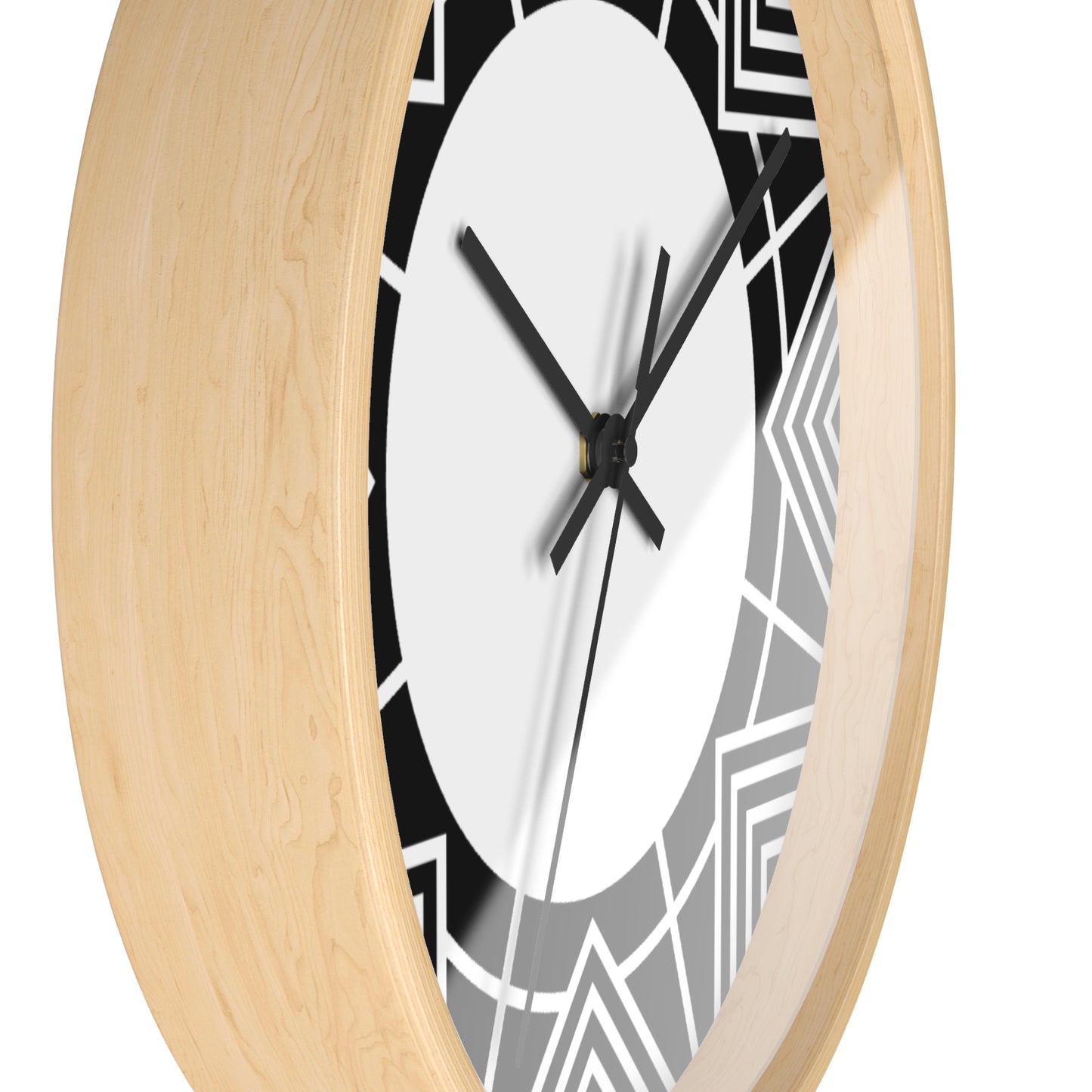 Geometric Black & White Wall Clock — Modern Art Deco Starburst Design