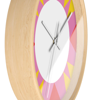 Colorburst Geometric Wall Clock — Bright Pink, Red & Yellow Sunburst Design