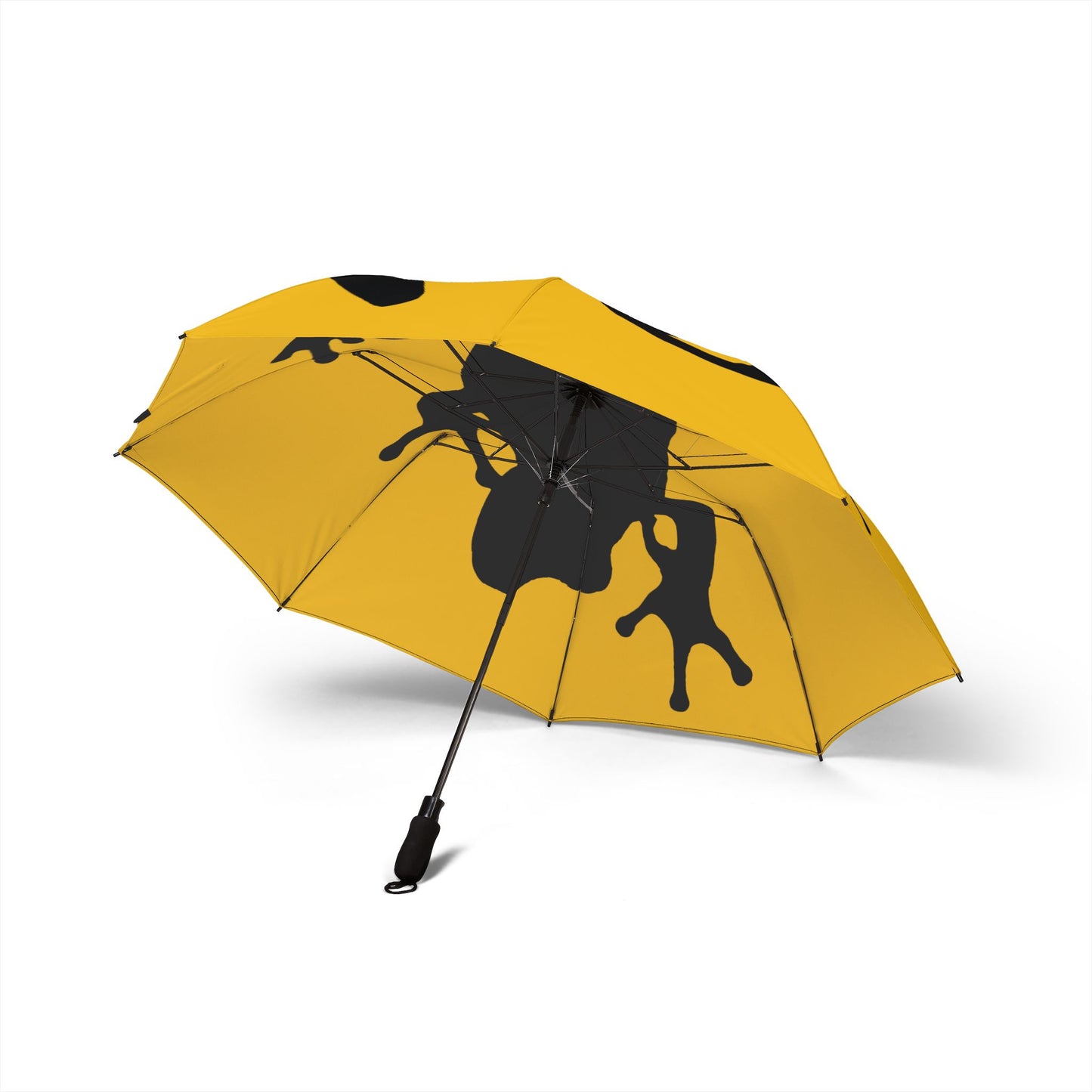 Frog Silhouette Foldable Umbrella — Yellow Rain Travel Umbrella