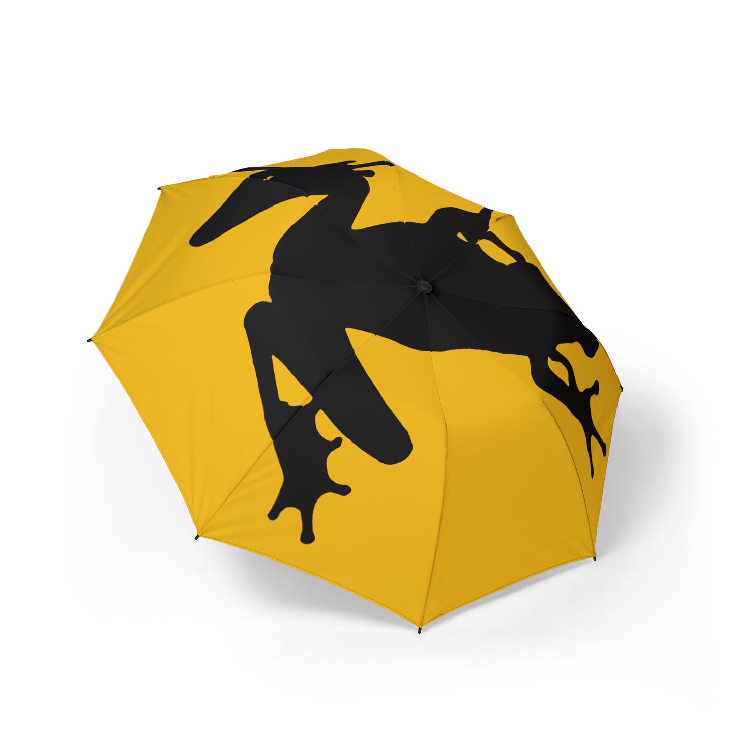 Frog Silhouette Foldable Umbrella — Yellow Rain Travel Umbrella