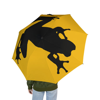 Frog Silhouette Foldable Umbrella — Yellow Rain Travel Umbrella