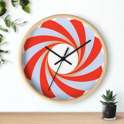 Swirl Peppermint Wall Clock — Retro Red & White Candy Spiral Timepiece