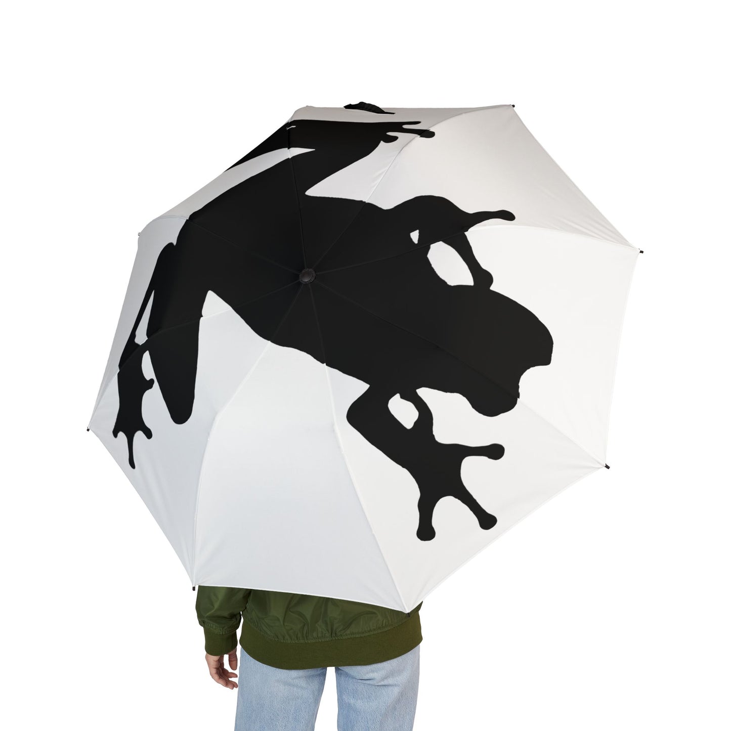 Frog Silhouette Foldable Umbrella — Compact Semi-Automatic Rain Parasol