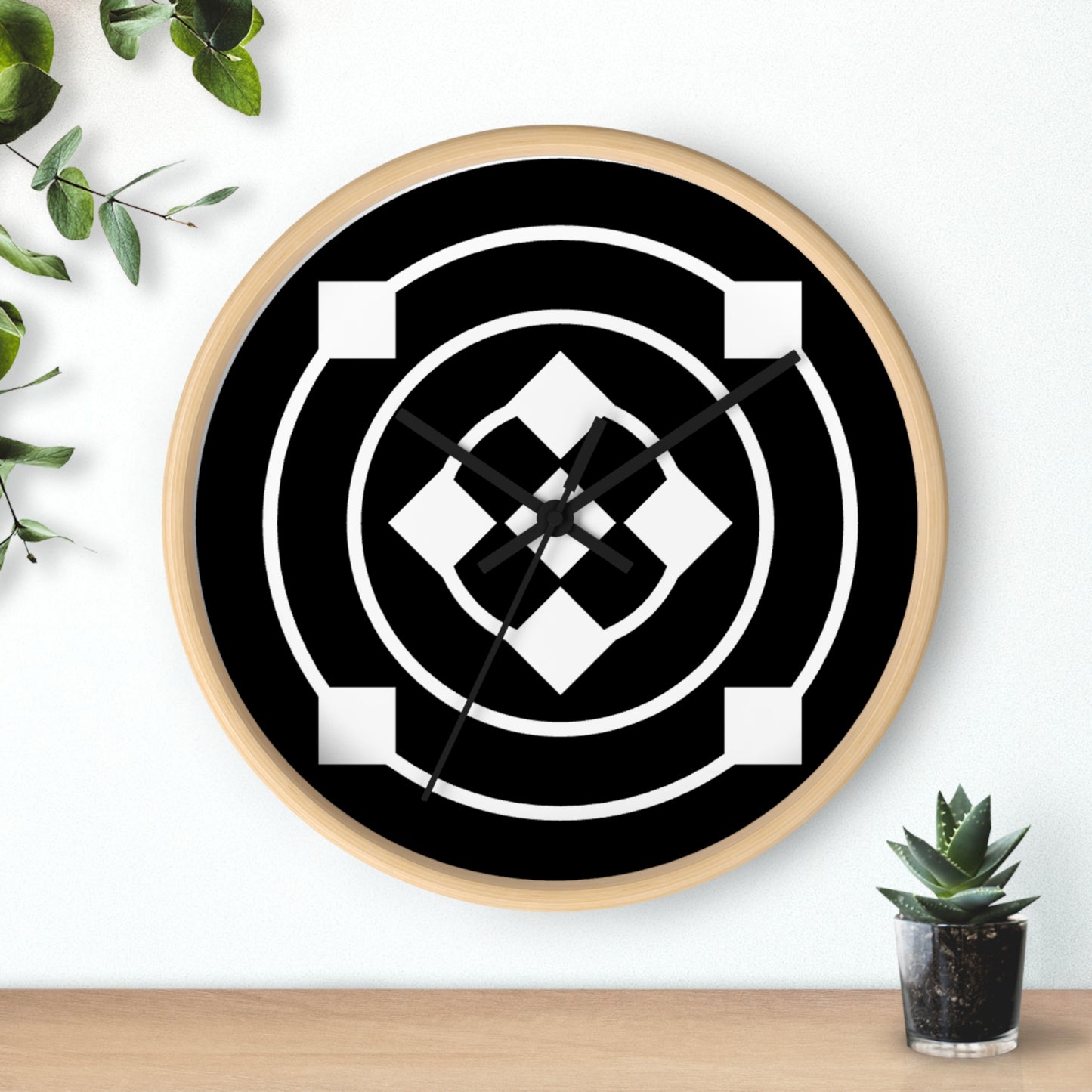 Geometric Black & White Wall Clock — Bold Minimalist Home Decor
