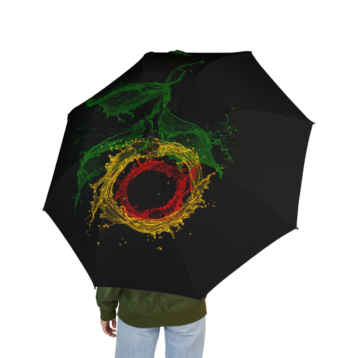 Foldable Umbrella – Color Splash Rose Design | Compact Semi-Automatic Rain Umbrella