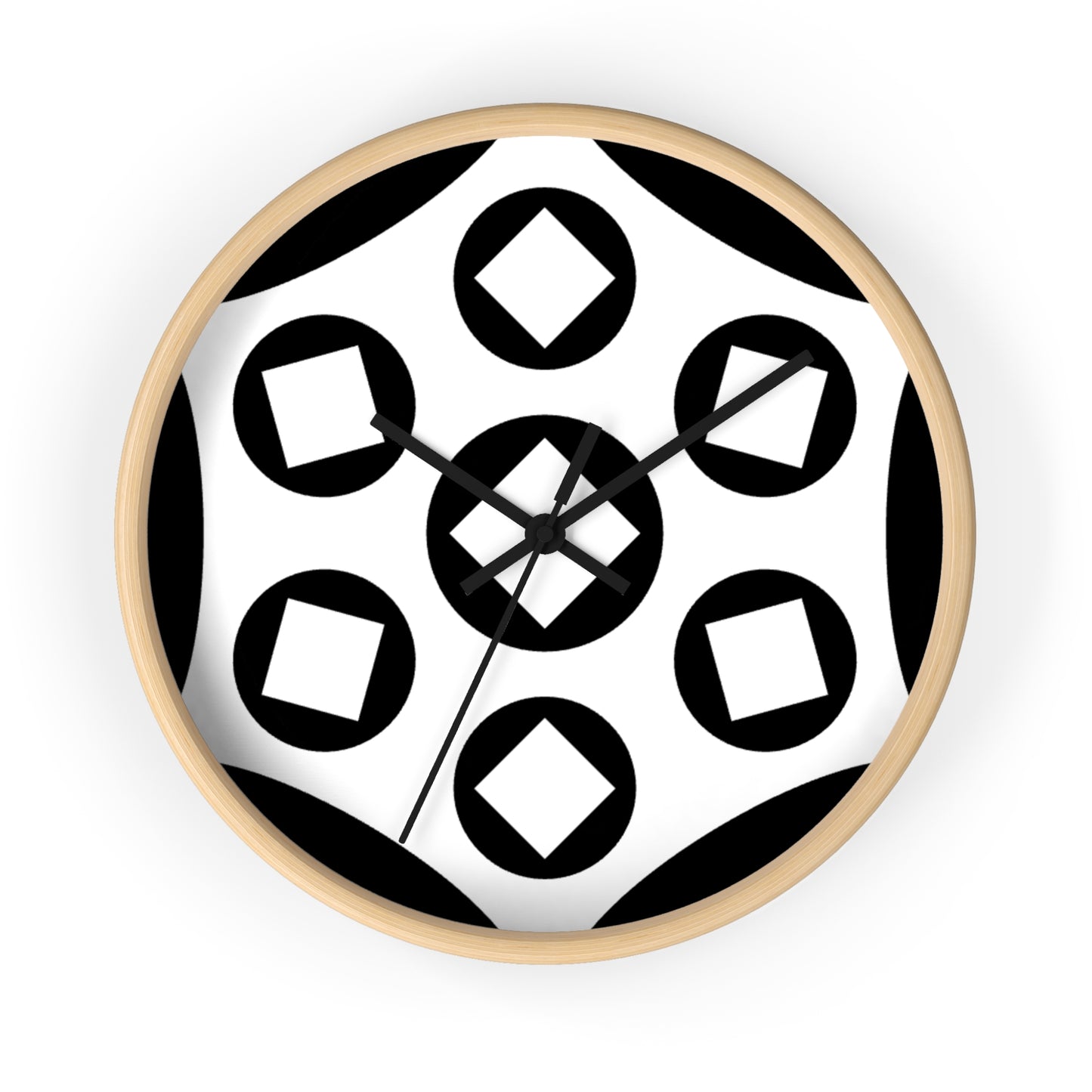 Modern Black & White Geometric Wall Clock — Minimalist Monochrome Home Decor