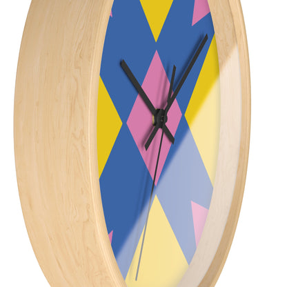 Geometric Pop Art Wall Clock — Bold Yellow, Blue & Pink Modern Decor