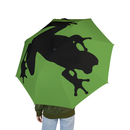 Frog Silhouette Foldable Umbrella — Compact Rain Umbrella with Bold Green Design