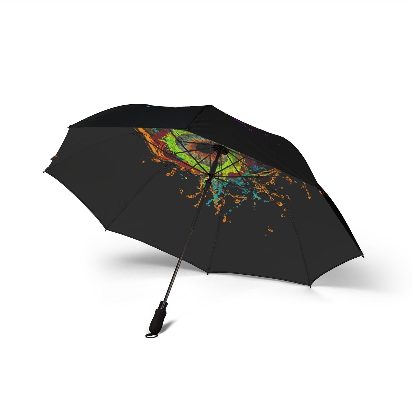 Foldable Umbrella - Neon Splash Eye Design | Compact Semi-Automatic Rain Umbrella