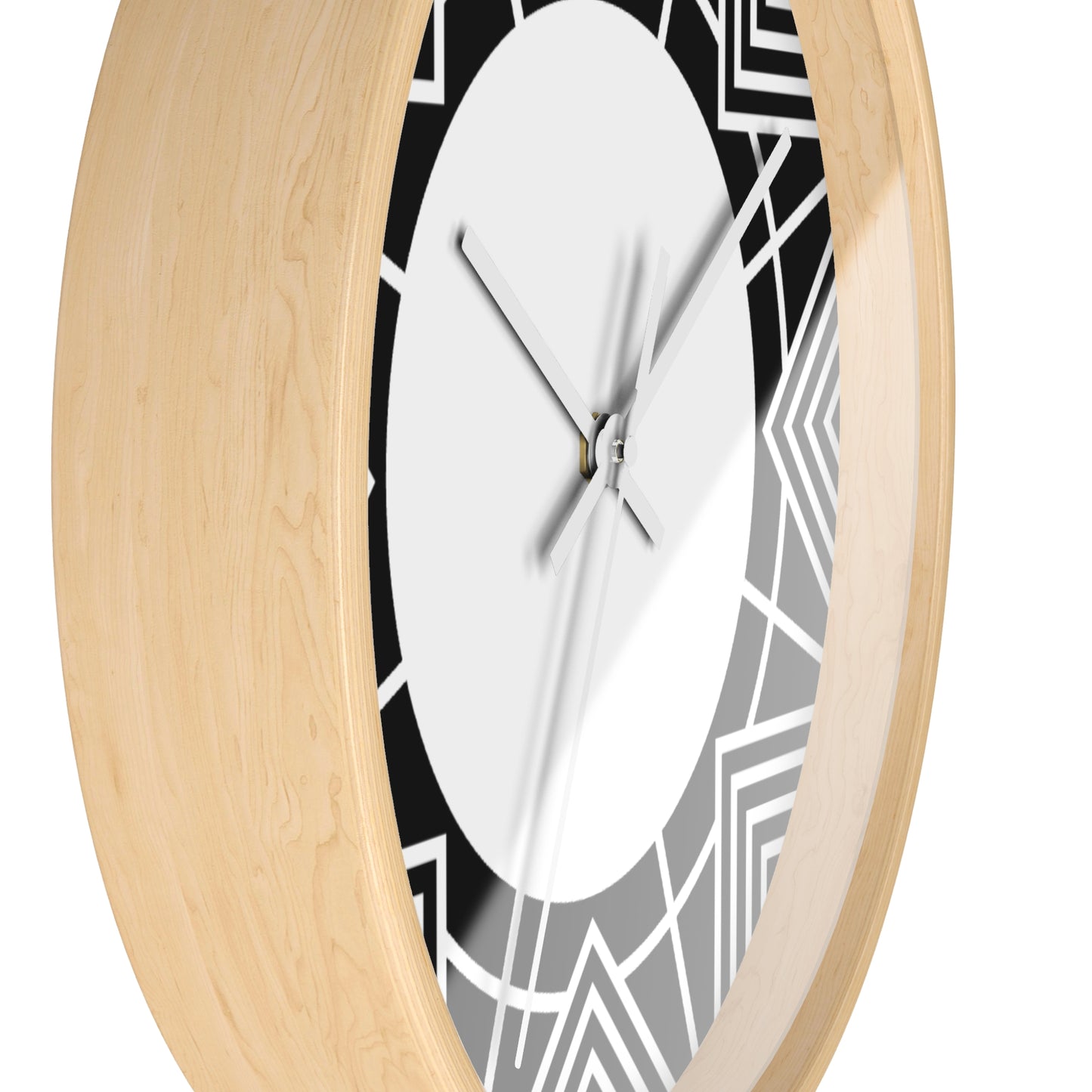 Geometric Black & White Wall Clock — Modern Art Deco Starburst Design