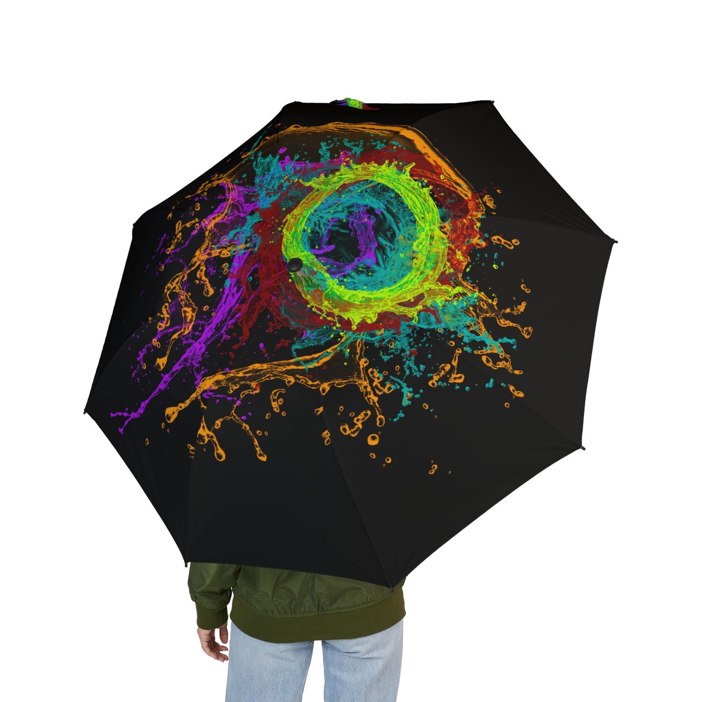 Foldable Umbrella — Neon Paint Splash Compact Travel Umbrella