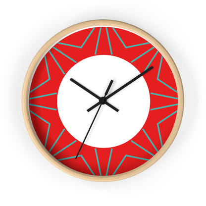 Geometric Red Starburst Wall Clock — Modern Decorative Home Clock