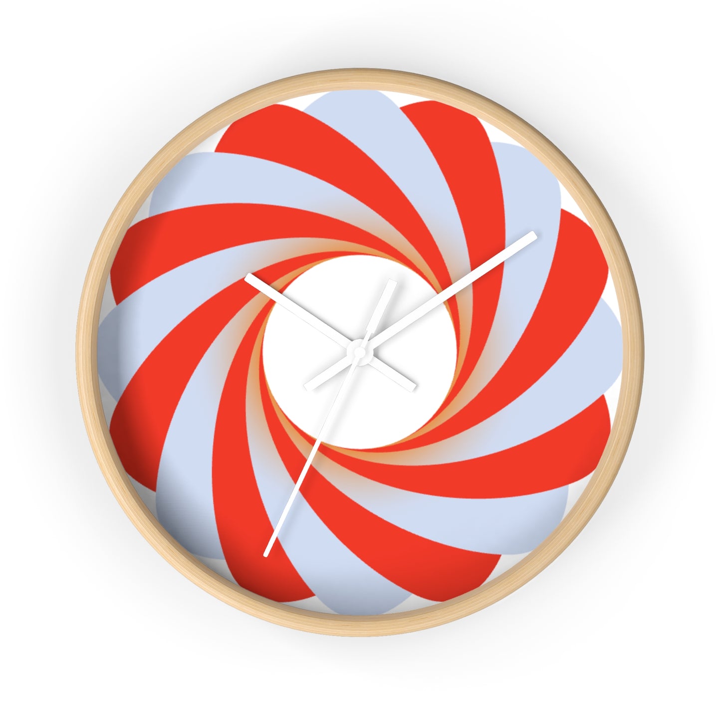 Swirl Peppermint Wall Clock — Retro Red & White Candy Spiral Timepiece