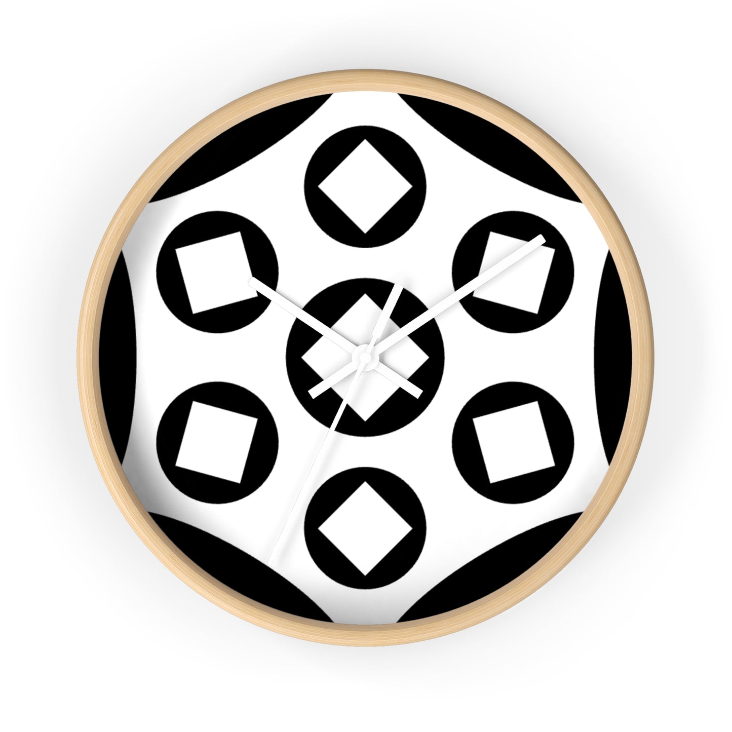 Modern Black & White Geometric Wall Clock — Minimalist Monochrome Home Decor