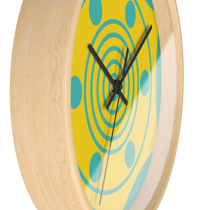Retro Sunburst Wall Clock — Modern Geometric Yellow & Teal Home Decor