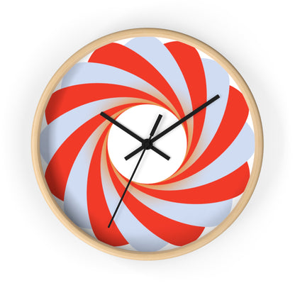 Swirl Peppermint Wall Clock — Retro Red & White Candy Spiral Timepiece