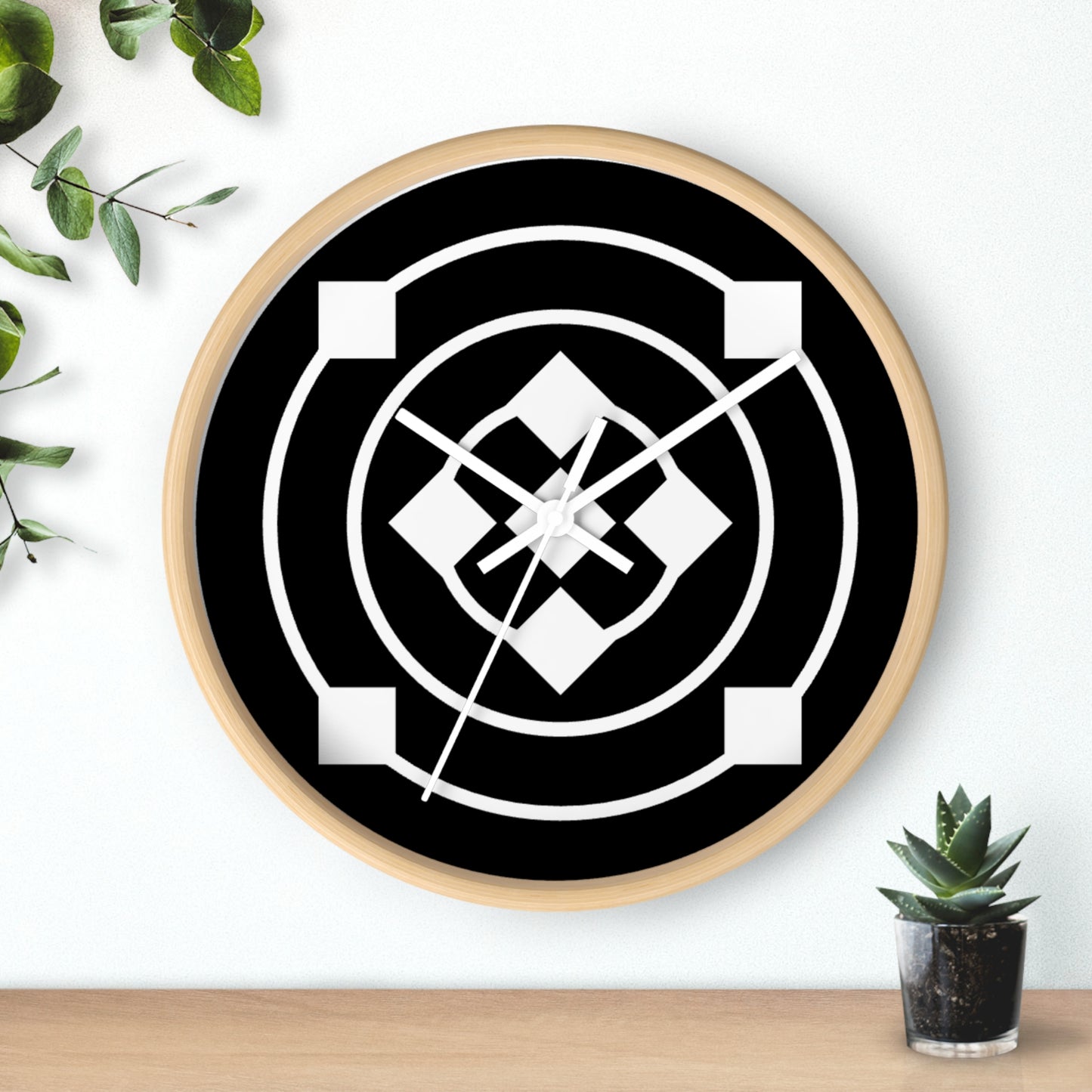 Geometric Black & White Wall Clock — Bold Minimalist Home Decor