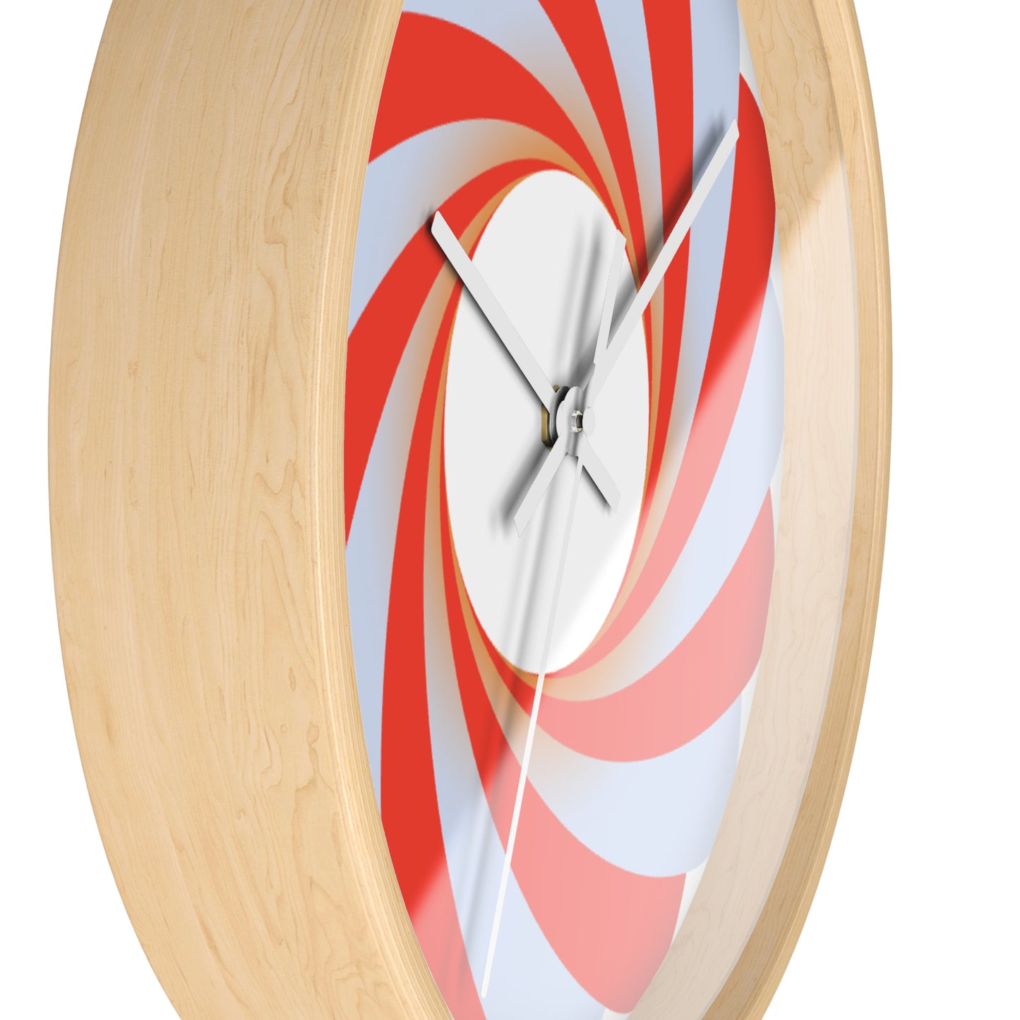 Swirl Peppermint Wall Clock — Retro Red & White Candy Spiral Timepiece