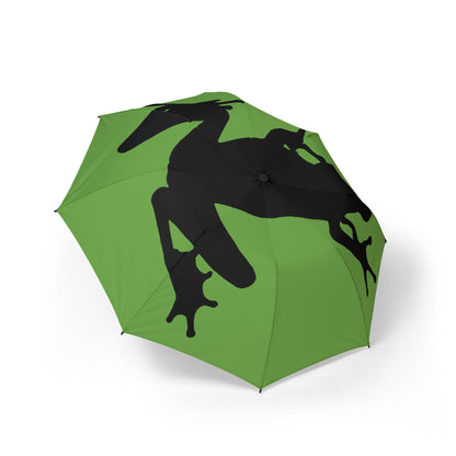 Frog Silhouette Foldable Umbrella — Compact Rain Umbrella with Bold Green Design