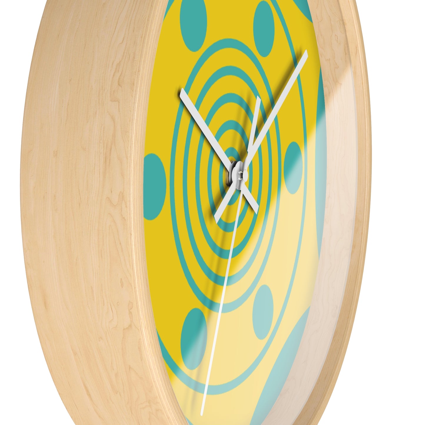 Retro Sunburst Wall Clock — Modern Geometric Yellow & Teal Home Decor