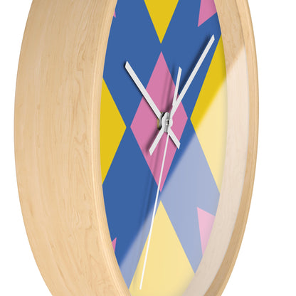 Geometric Pop Art Wall Clock — Bold Yellow, Blue & Pink Modern Decor