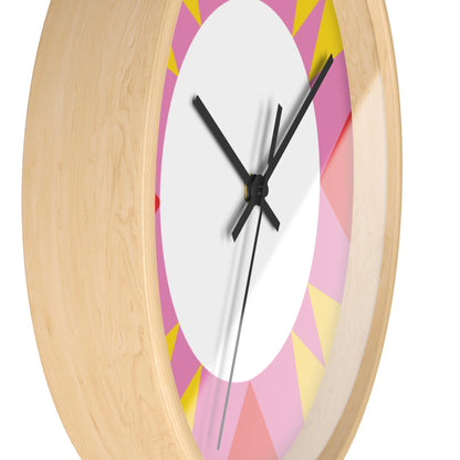Colorburst Geometric Wall Clock — Bright Pink, Red & Yellow Sunburst Design