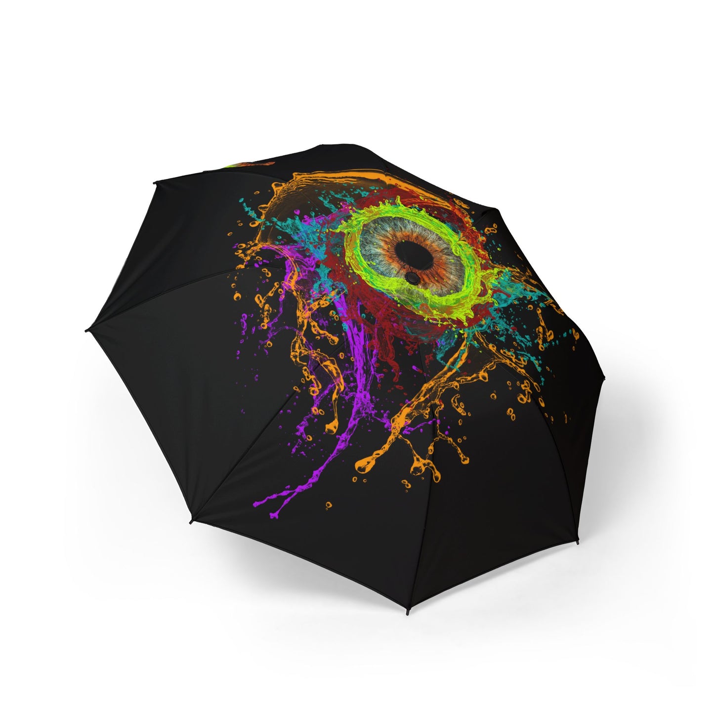 Foldable Umbrella - Neon Splash Eye Design | Compact Semi-Automatic Rain Umbrella
