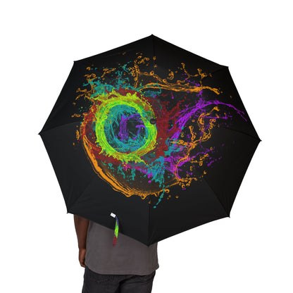 Foldable Umbrella — Neon Paint Splash Compact Travel Umbrella