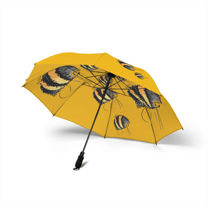 Bee Print Foldable Umbrella — Yellow Bumblebee Compact Travel Umbrella
