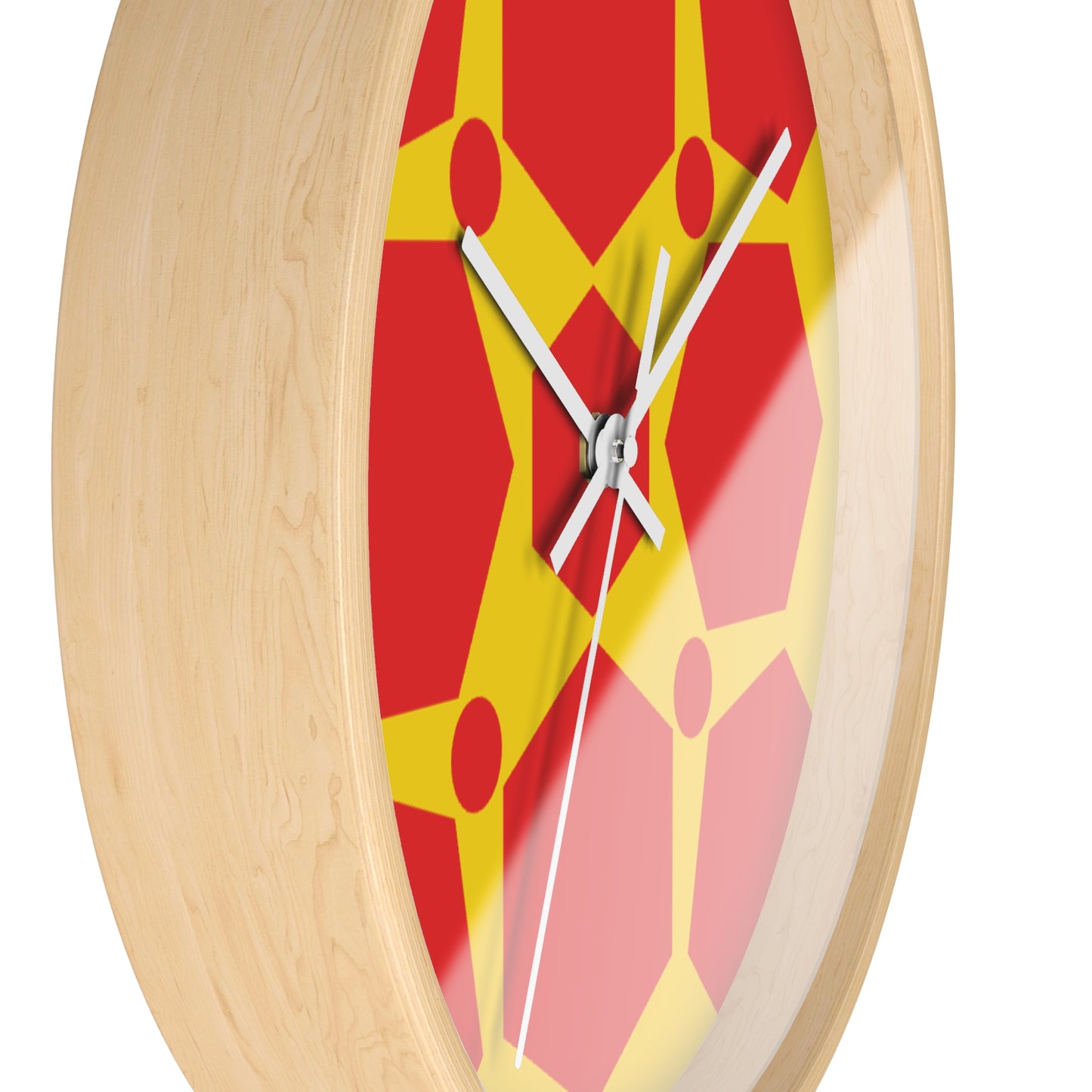 Geometric Honeycomb Wall Clock — Bold Red & Yellow Modern Decor