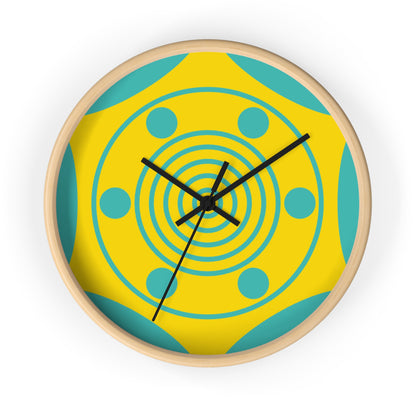 Retro Sunburst Wall Clock — Modern Geometric Yellow & Teal Home Decor