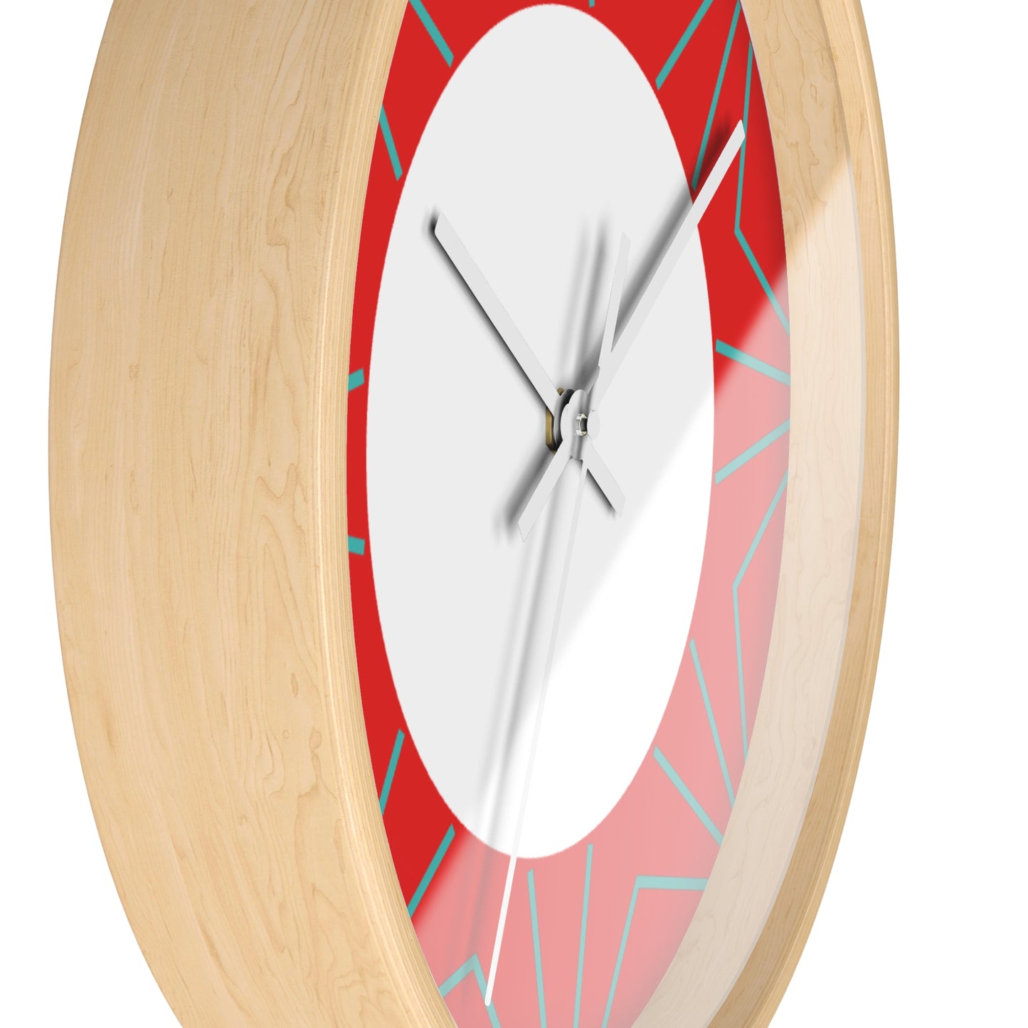 Geometric Red Starburst Wall Clock — Modern Decorative Home Clock